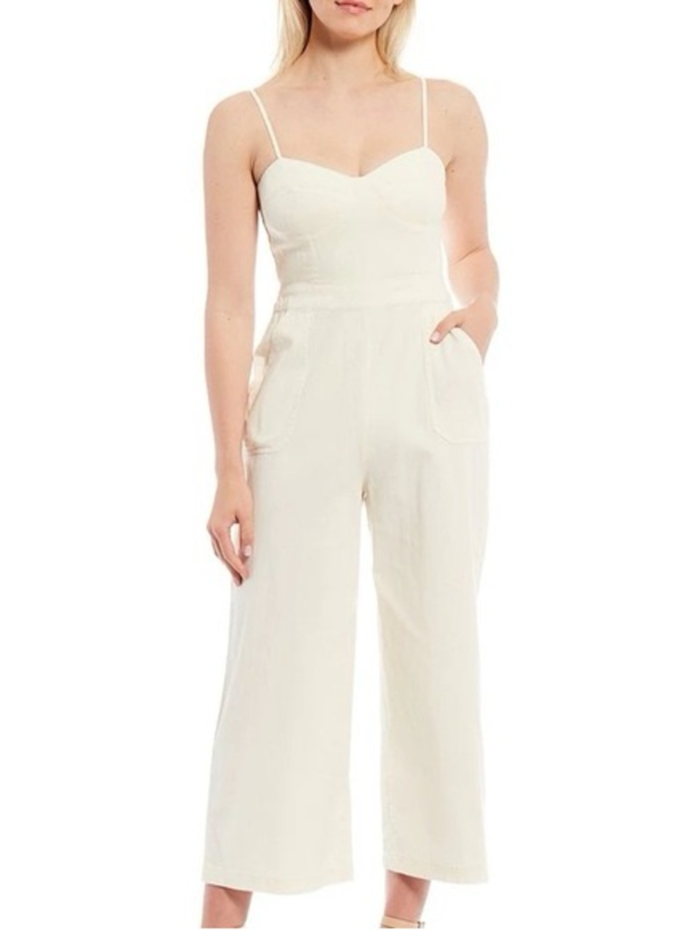 Chelsea & Violet Cream Sleeveless Capri Jumpsuit with Sweetheart Neckline size 8